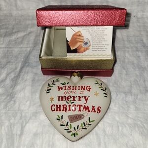 Pier 1 "Li Bien" Wishing You a Merry Christmas Heart-Shaped Ornament 2015